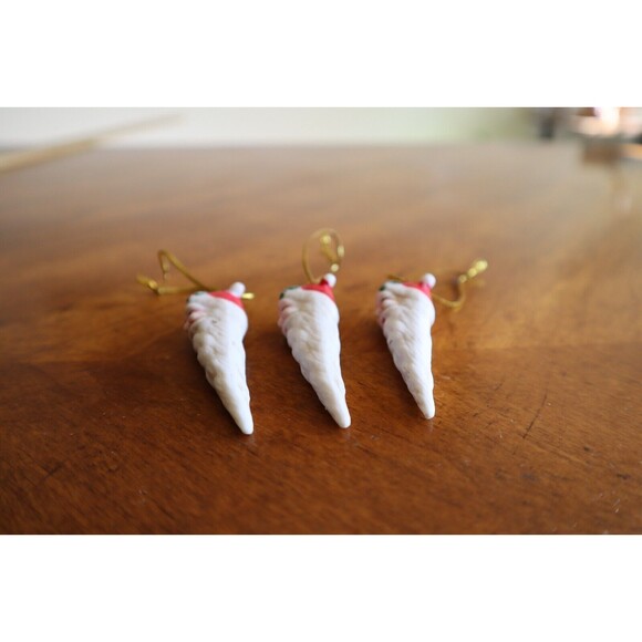 Lot 3x Vintage Santa Claus Father Christmas Icicle Beard Ceramic ~2.4” Ornament - Picture 7 of 9